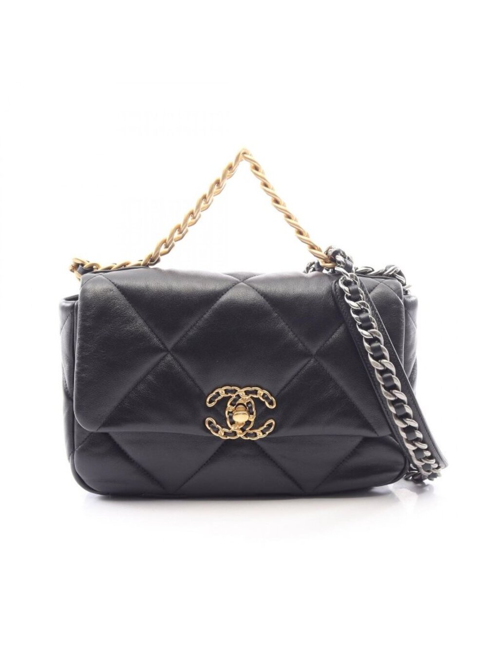 Chanel Shoulder Bag 19 Dixneuf Quilted 2-Way Black Lambskin Chanel 19 Chain
